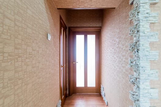 Russia, Moscow- July 16, 2019: interior room apartment. standard repair decoration in hostel. room doors, repair corridor