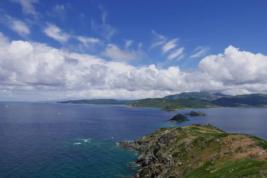 Holidays in southern Corsica..Discovery of the Sanguinaires Islands, next to the city of Ajaccio