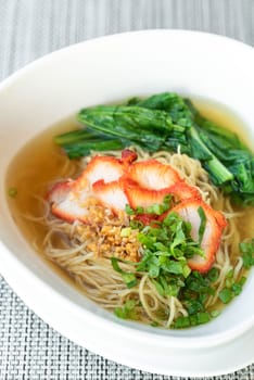 delicious BBQ Pork egg Noodle Thai Chinese Cuisine
