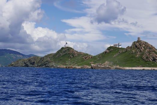 Holidays in southern Corsica..Discovery of the Sanguinaires Islands, next to the city of Ajaccio