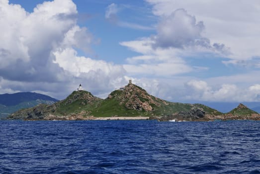 Holidays in southern Corsica..Discovery of the Sanguinaires Islands, next to the city of Ajaccio