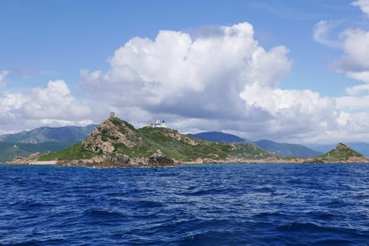 Holidays in southern Corsica..Discovery of the Sanguinaires Islands, next to the city of Ajaccio