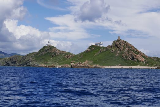 Holidays in southern Corsica..Discovery of the Sanguinaires Islands, next to the city of Ajaccio