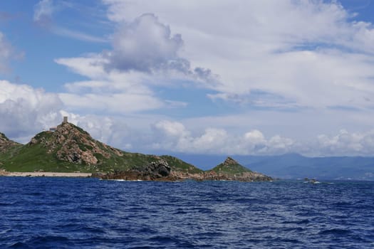 Holidays in southern Corsica..Discovery of the Sanguinaires Islands, next to the city of Ajaccio
