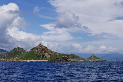 Holidays in southern Corsica..Discovery of the Sanguinaires Islands, next to the city of Ajaccio