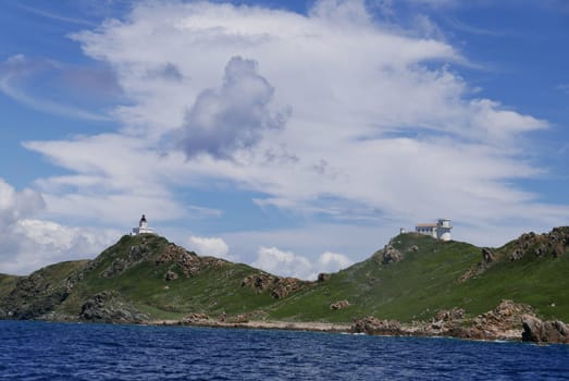 Holidays in southern Corsica..Discovery of the Sanguinaires Islands, next to the city of Ajaccio