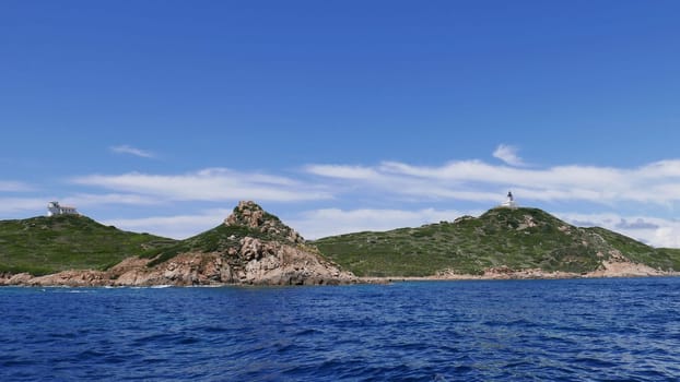 Holidays in southern Corsica..Discovery of the Sanguinaires Islands, next to the city of Ajaccio
