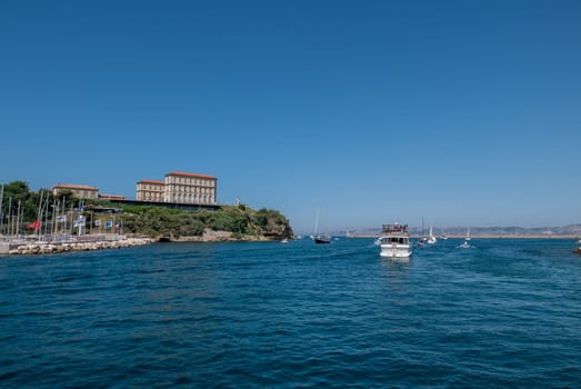 entrance to the old port of Marseille, France. boat ride