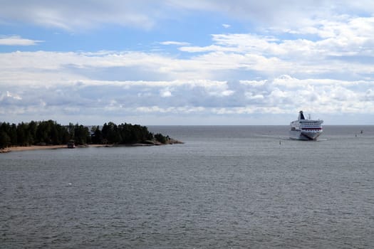 The cruise and the island in the Finnish sea