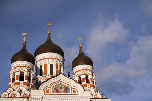 Alexander Nevsky Cathedral domes in Tallinn center