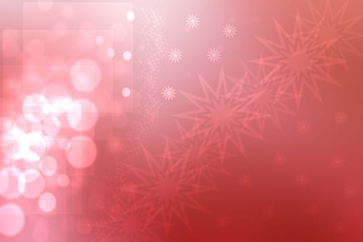 Christmas card template. Abstract festive gradient red pink white winter christmas or New Year background texture with blurred bokeh lights, stars and transparent frames. Beautiful backdrop.