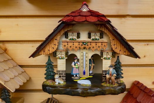 Decorative wooden Cuckoo clock in Detail