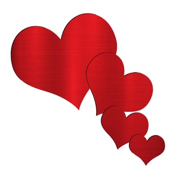 big hearts flying valentine day red love passion illustration metallic