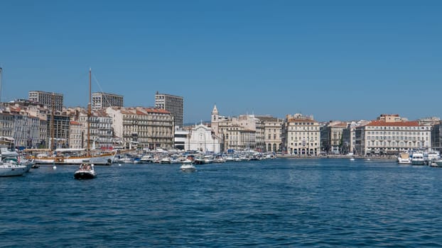 entrance to the old port of Marseille, France. boat ride