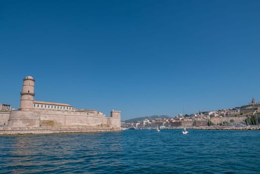 entrance to the old port of Marseille, France. boat ride