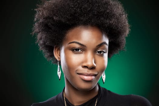 Young black beauty with afro hairstyle