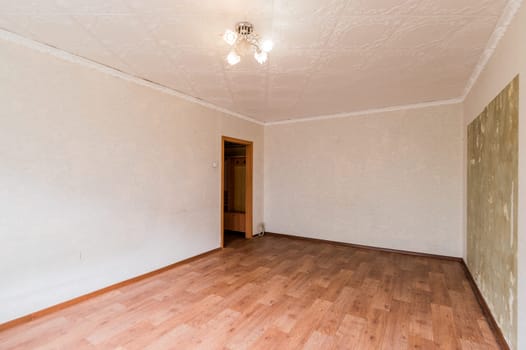 Russia, Moscow- July 23, 2019: interior room apartment. standard repair decoration in hostel. bright empty room without furniture