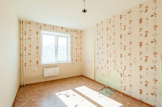 Russia, Moscow- July 08, 2019: interior room apartment. old careless not modern setting