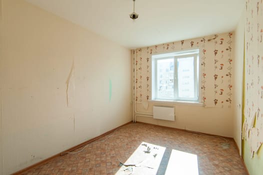 Russia, Moscow- July 08, 2019: interior room apartment. old careless not modern setting