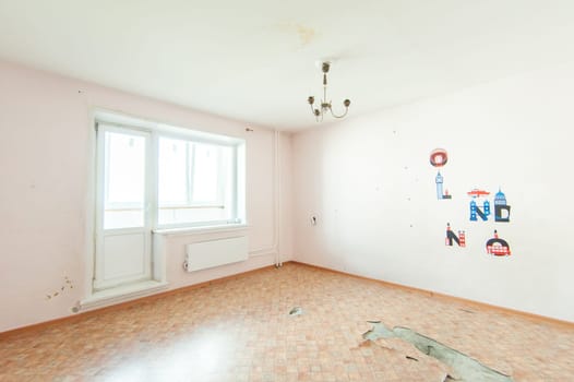 Russia, Moscow- July 08, 2019: interior room apartment. old careless not modern setting