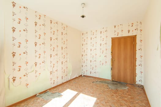 Russia, Moscow- July 08, 2019: interior room apartment. old careless not modern setting