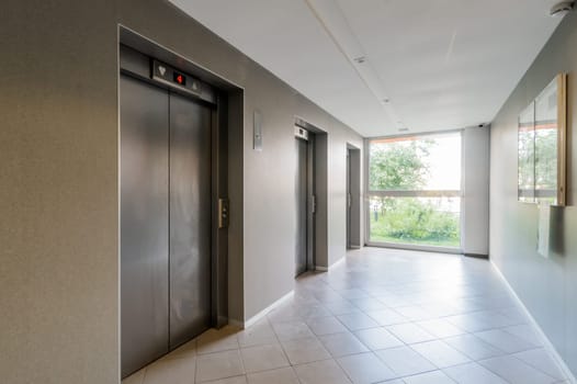 Russia, Moscow- July 08, 2019: interior room. passenger elevator in an apartment building, buttons