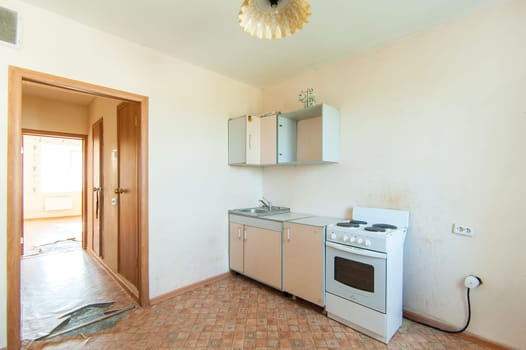 Russia, Moscow- July 08, 2019: interior room apartment. old careless not modern setting
