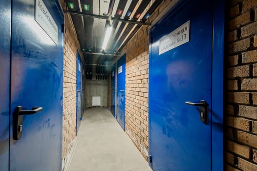 Russia, Moscow- July 08, 2019: interior room apartment. standard repair decoration in hostel. Russia, Moscow- July 08, 2019: interior room apartment. standard repair decoration in hostel. bright modern car garage. public place, staircase