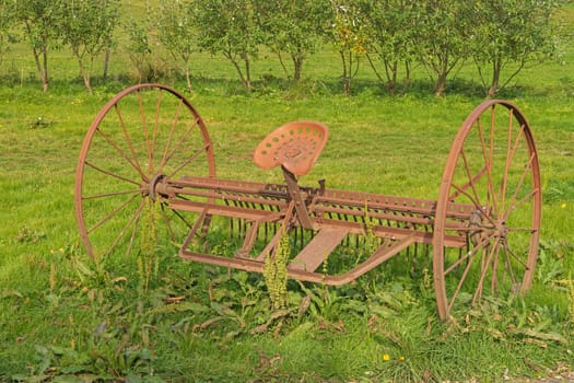 Old Hay making Machine on a Farm in Rural Iceland