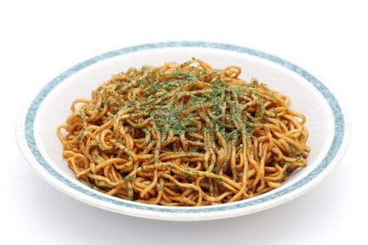 Japanese food, fried noodles on dish, Yakisoba