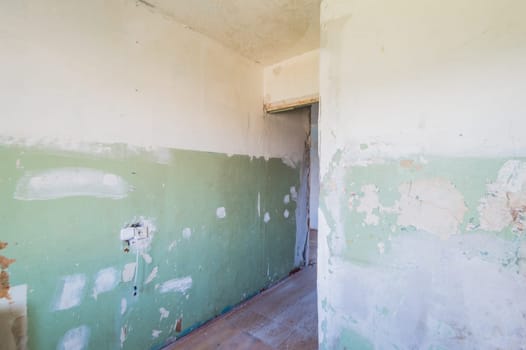 Russia, Moscow- July 23, 2019: interior room apartment. decrepit old careless not modern setting. cosmetic repairs required