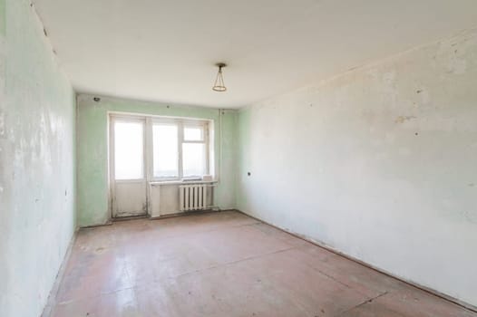 Russia, Moscow- July 23, 2019: interior room apartment. decrepit old careless not modern setting. cosmetic repairs required