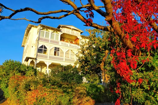 Sassnitz old mansion in the old town in autumn, island Ruegen