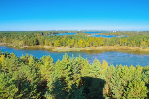 Senftenberg Lake in autumn, Observation tower, Lusatian Lake District
