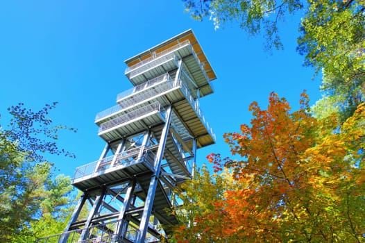 Senftenberg Lake in autumn, Observation tower, Lusatian Lake District