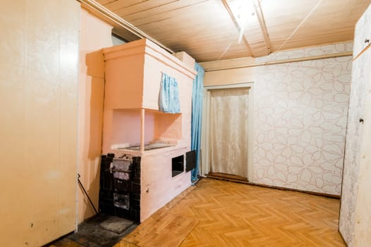 Russia, Moscow- July 23, 2019: interior room apartment. decrepit old careless not modern setting. cosmetic repairs required
