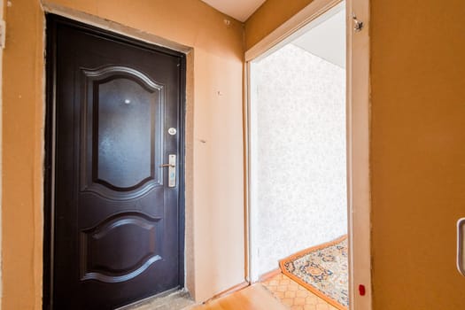 Russia, Moscow- July 23, 2019: interior room apartment. standard repair decoration in hostel. decrepit old careless not modern setting. cosmetic repairs required