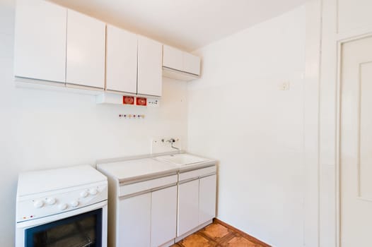 Russia, Moscow- July 23, 2019: interior room apartment. standard repair decoration in hostel. decrepit old careless not modern setting. cosmetic repairs required