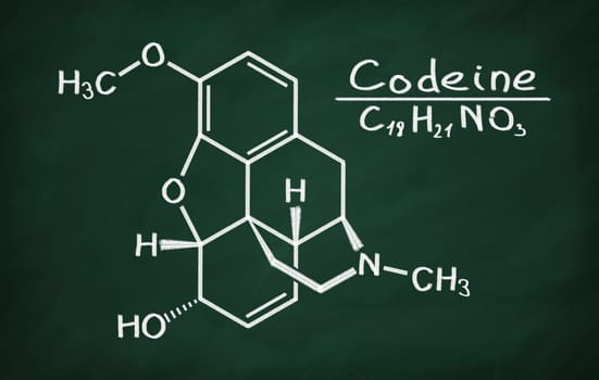 Structural model of Codeine on the blackboard.