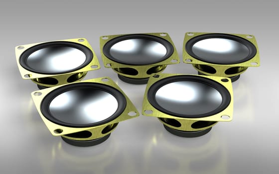 Multimedia speaker system. 3d render.