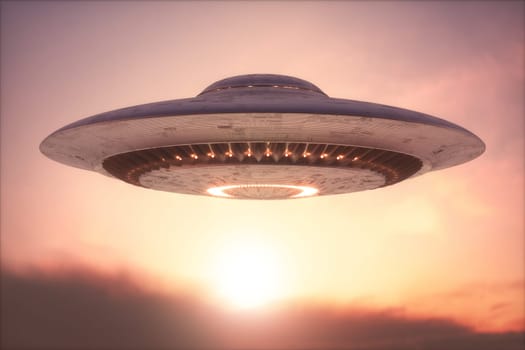 Unidentified flying object - UFO. Science Fiction image concept of ufology and life out of planet Earth. Clipping Path Included.