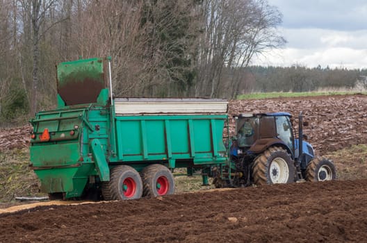 Preparing beds for planting blueberries. Somewhere in Lithuania.