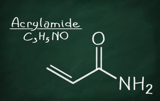 Structural model of Acrylamide on the blackboard.