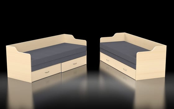The new concept of bed. 3D rendering