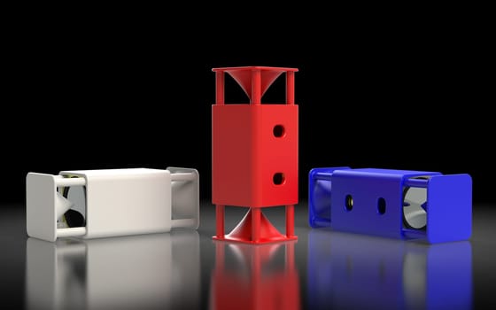 New concept of portable speaker. 3D rendering/