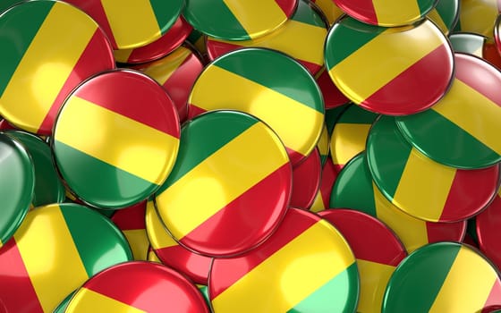 Bolivia Badges Background - Pile of Bolivian national flag Buttons. 3D Rendering