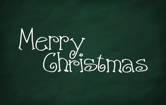 On the blackboard with chalk write Text Merry Christmas