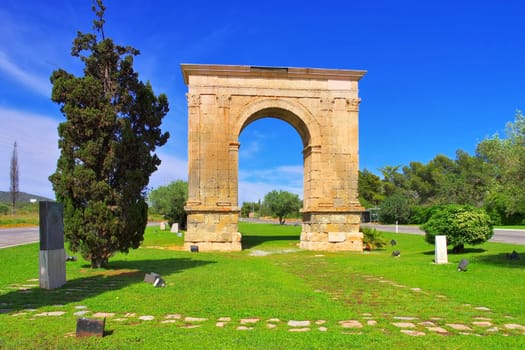 Arc de Bera, an ancient roman triumphal arch in Roda de Bera, Costa Dorada, Catalonia in Spain
