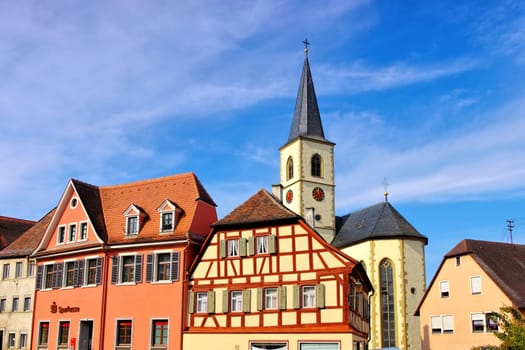 the town Aub in Germany, many timbered houses