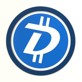 We accept DigiByte. 3D rendered DigiByte logo.